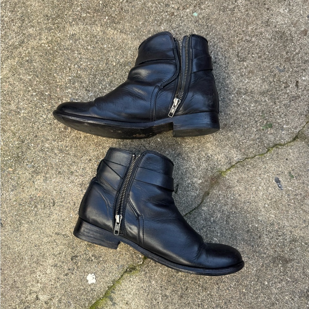 Frye Melissa Knotted Harness Black Leather Boots Womens 8.5 B Biker Ankle Boot - Picture 3 of 6